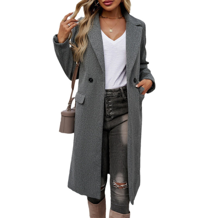 Damen nan eleganter Wollmix-Langmantel mit Reverskragen, taillierter Silhouette und verdeckter Knopfleiste Drune