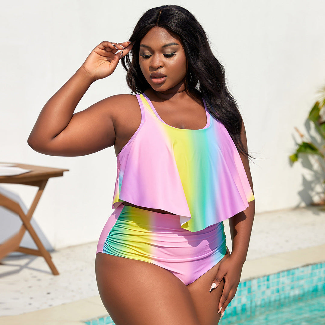 Damen Tankini-Set mit fließendem Oberteil und hochgeschnittenen Shorts Drune
