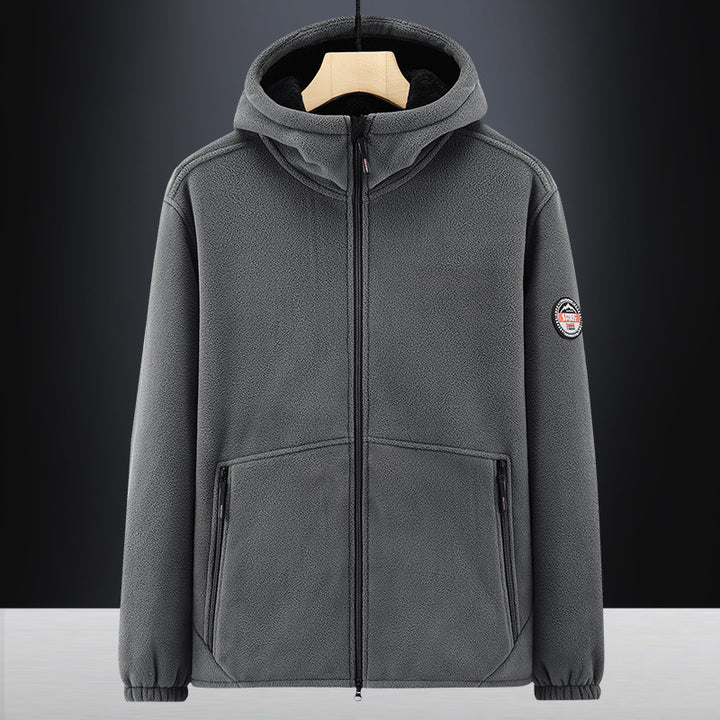 Herren Isolierte Fleece-Hoodiejacke mit Sherpa-Innenfutter und Zwei-Wege-Reißverschluss Drune