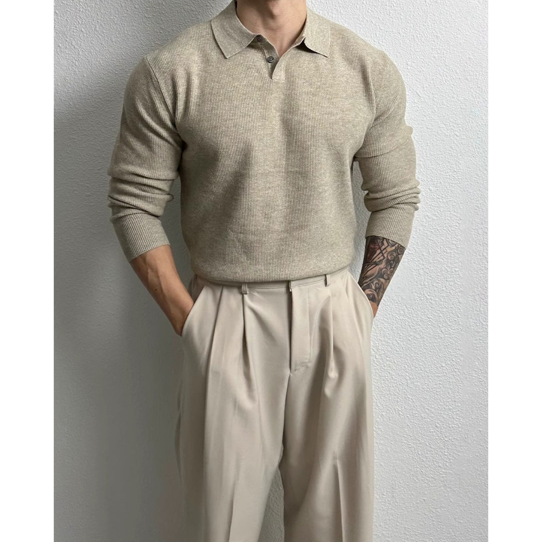 Herren Elegant Strukturierter Langarm-Pullover Drune