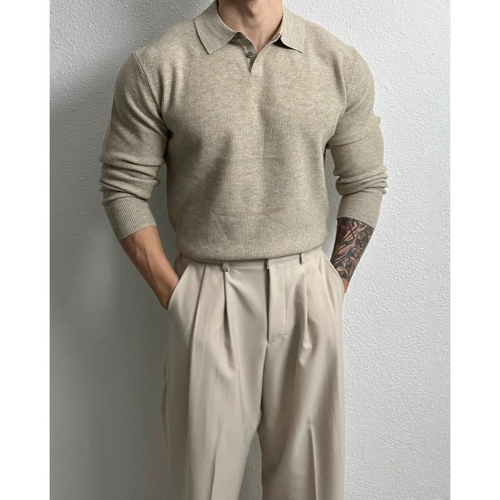 Herren Elegant Strukturierter Langarm-Pullover Drune