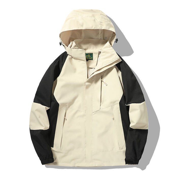 Herren wind- und wasserabweisende Outdoor-Hoodiejacke mit Belüftungsnetz, verstellbarer Kapuze und verdeckter Frontblende Drune