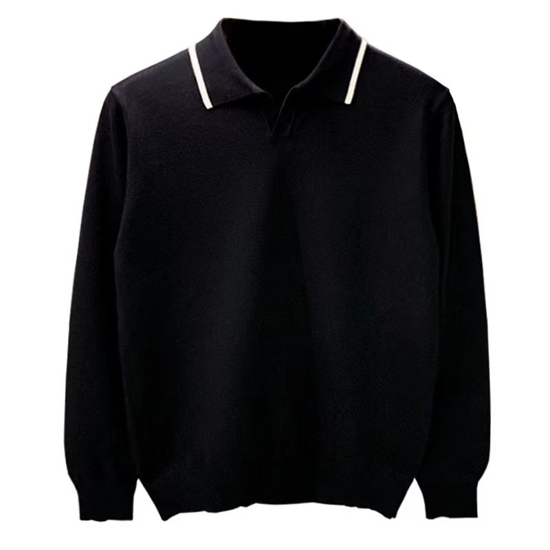 Herren Elegantes Langarm Poloshirt Drune