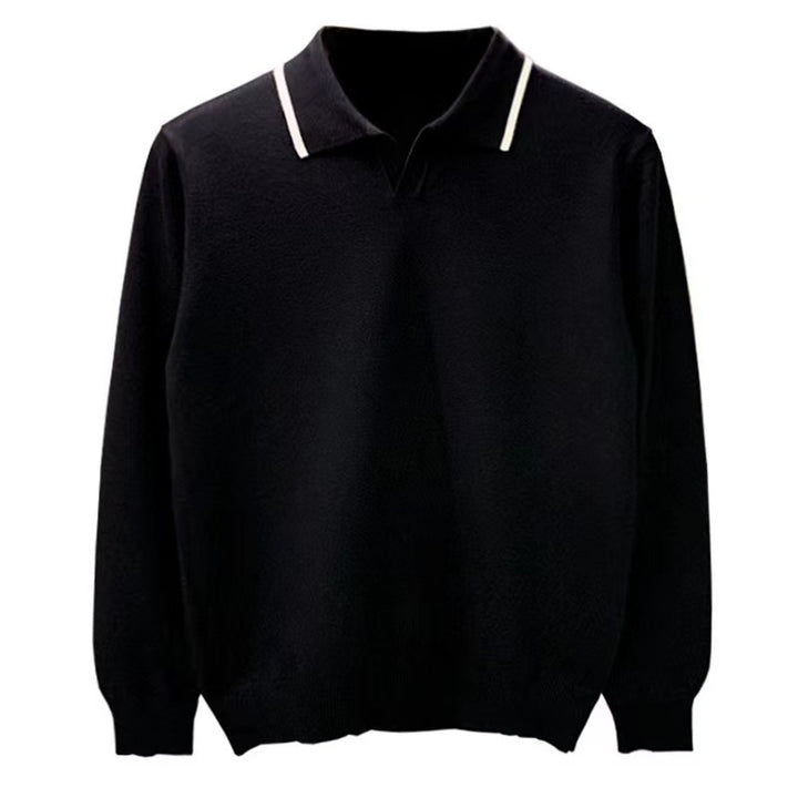Herren Elegantes Langarm Poloshirt Drune