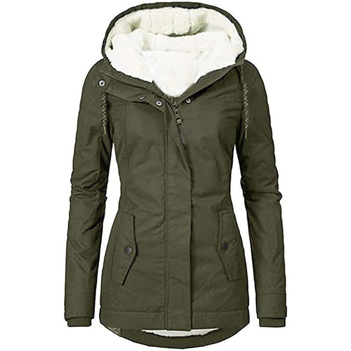 Damen Wasserabweisender Parka mit Teddyfutter, Kapuze und Taillierter Passform Drune