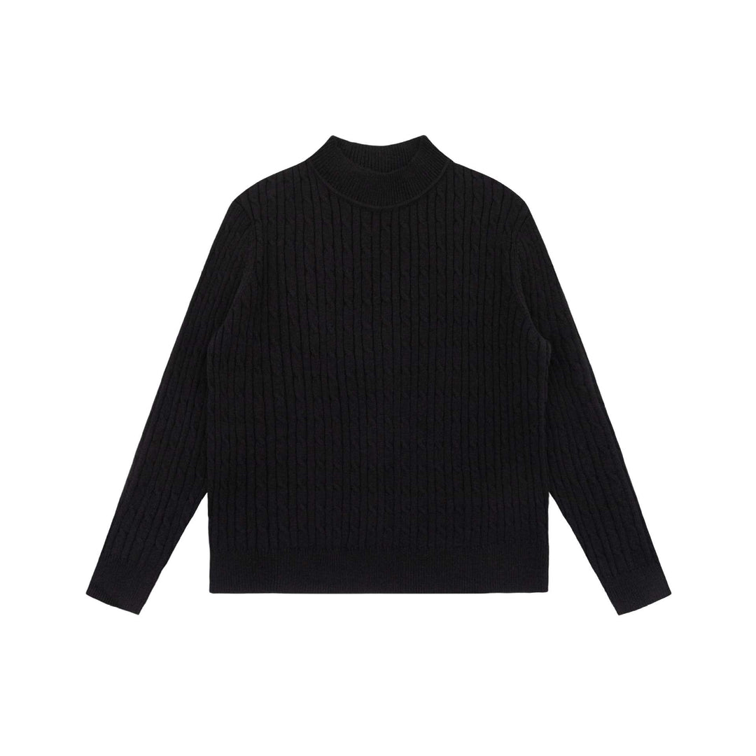 Unisex Grobstrick-Stehkragenpullover mit Zopfmuster Drune