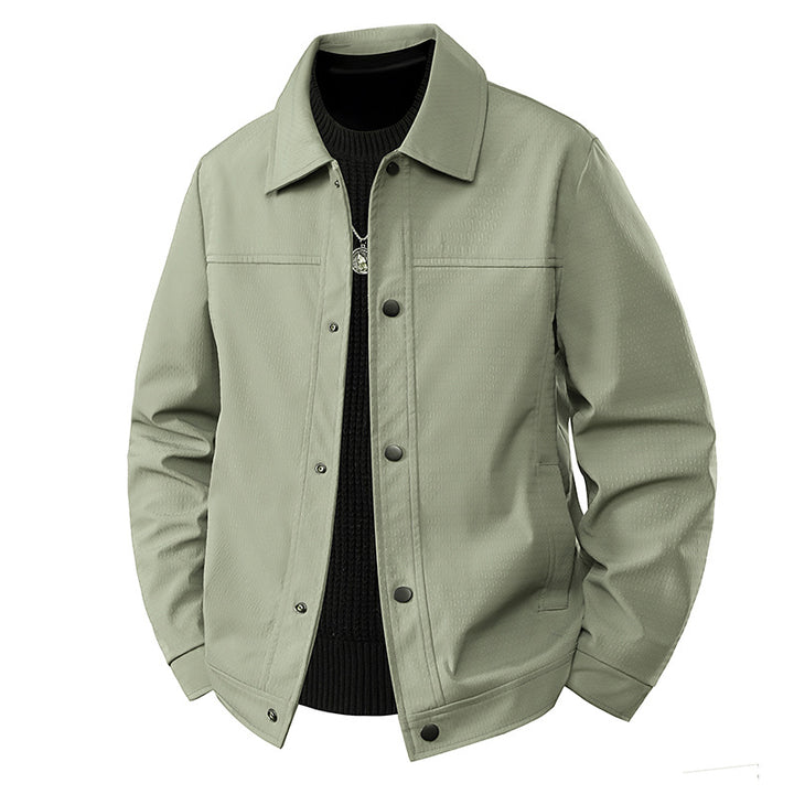 Herren Leichte Übergangsjacke im Worker-Stil mit mikrostrukturierter Twill-Optik und Druckknopfleiste Drune