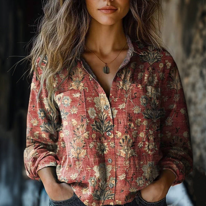 Damen Modische Bluse mit Paisleymuster Drune