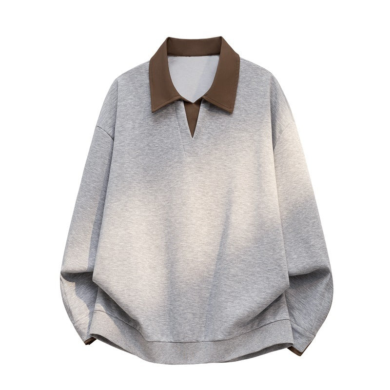 Damen Boxy-Polo-Sweatshirt mit kontrastiertem Spitzkragen Drune