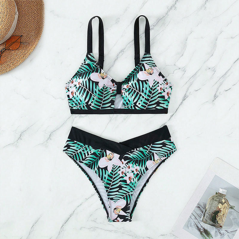 Damen Bikini-Set mit floralem Design und verstellbaren Trägern Drune
