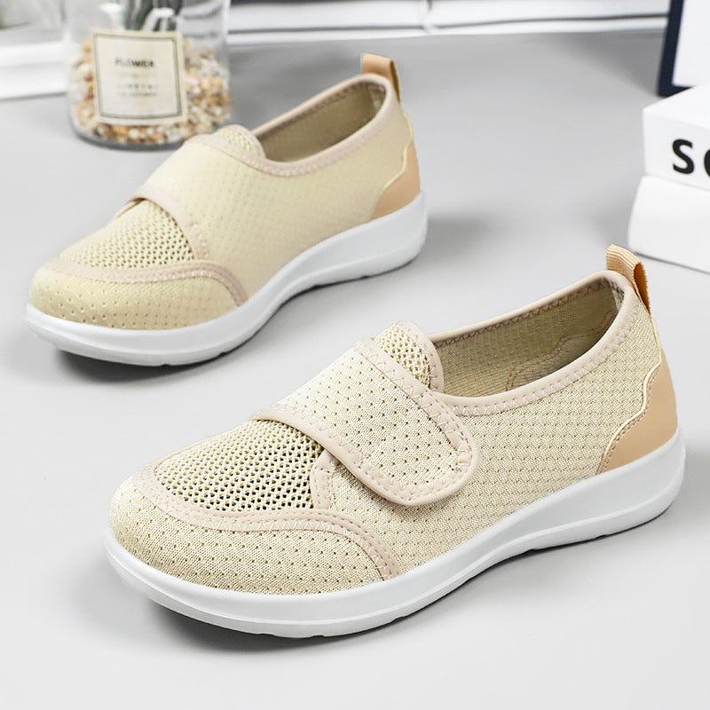 Damen Bequeme Slip-On Sneakers mit verstellbarem Klettverschluss und atmungsaktiver Obermaterial Drune