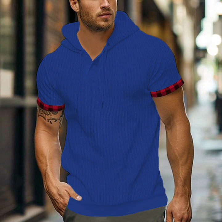 Herren modernes Kapuzenshirt mit strukturiertem Design und kontrastierenden Ärmeln Drune