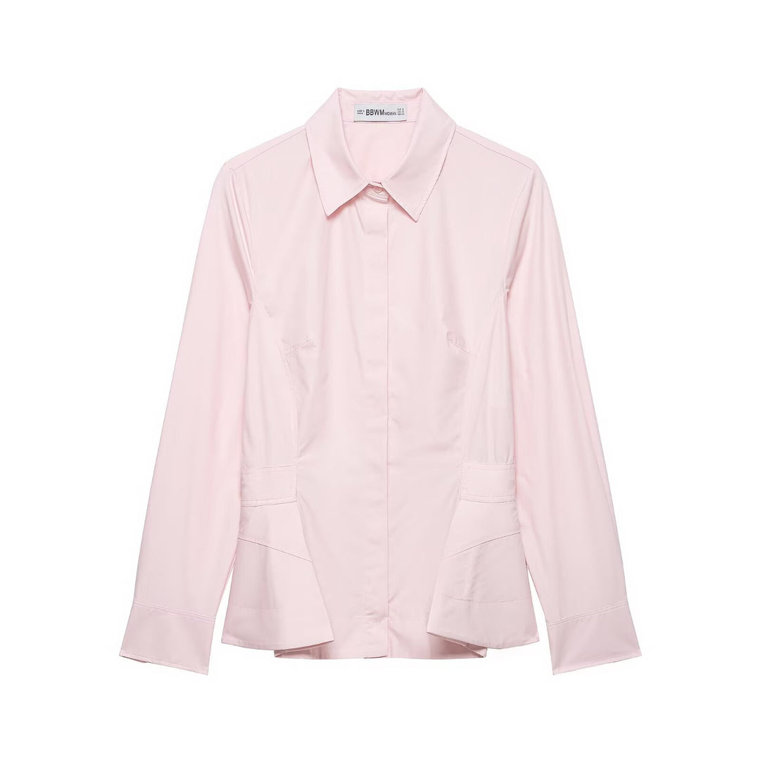 Damen Taillierter Hemdblazer mit verdeckter Knopfleiste, Eingrifftaschen und schmaler Silhouette Drune
