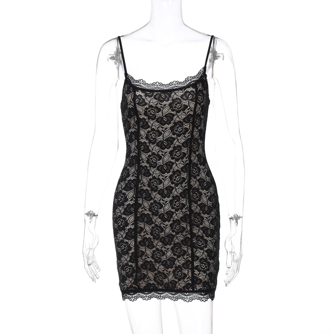 Damen Spitzenkleid mit zarten Trägern Drune