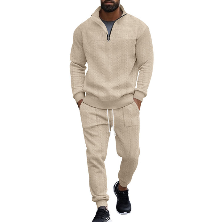 Herren nan Strukturiertes Halbzip-Sweatset mit Waffelstrick und konischer Jogginghose Drune