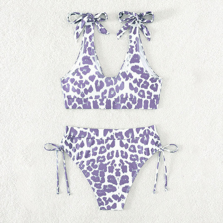 Damen Hochgeschnittener Bikini mit sportlichem Design und verspielten Bindebändern Drune