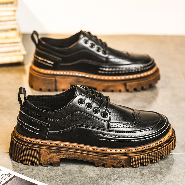 Herren Plateau-Derby mit Brogue-Details und profilierter Gummisohle Drune