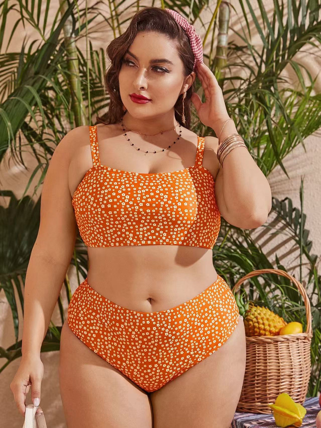 Damen Hochgeschnittener Bikini mit verspieltem Punktedesign Drune