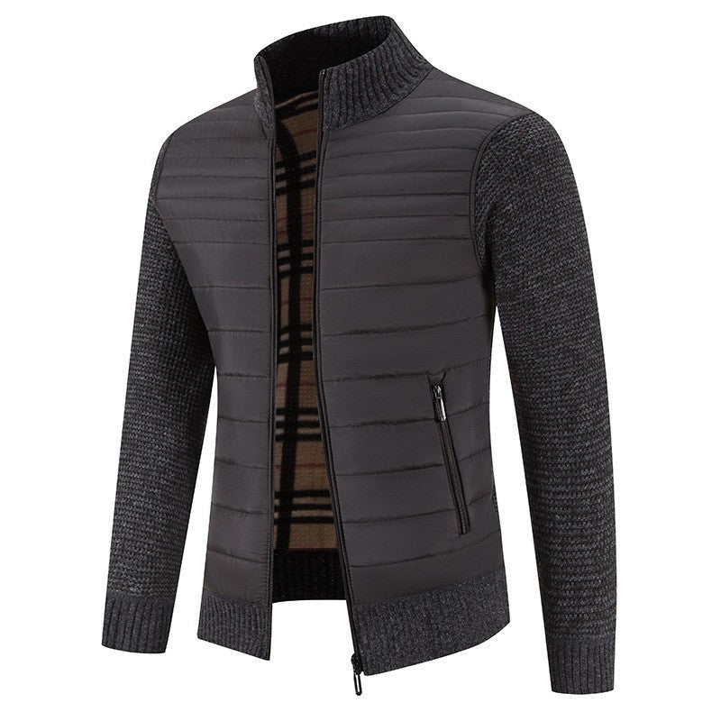 Herren Steppjacke mit modernem Strickärmeln und hohem Kragen Drune