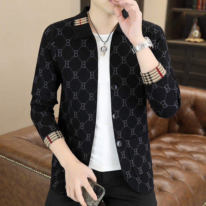 Herren Modische Strickjacke mit strukturiertem Muster Drune