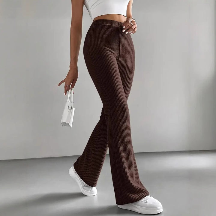Damen Strickhose mit weitem Bein und Rippstruktur Drune