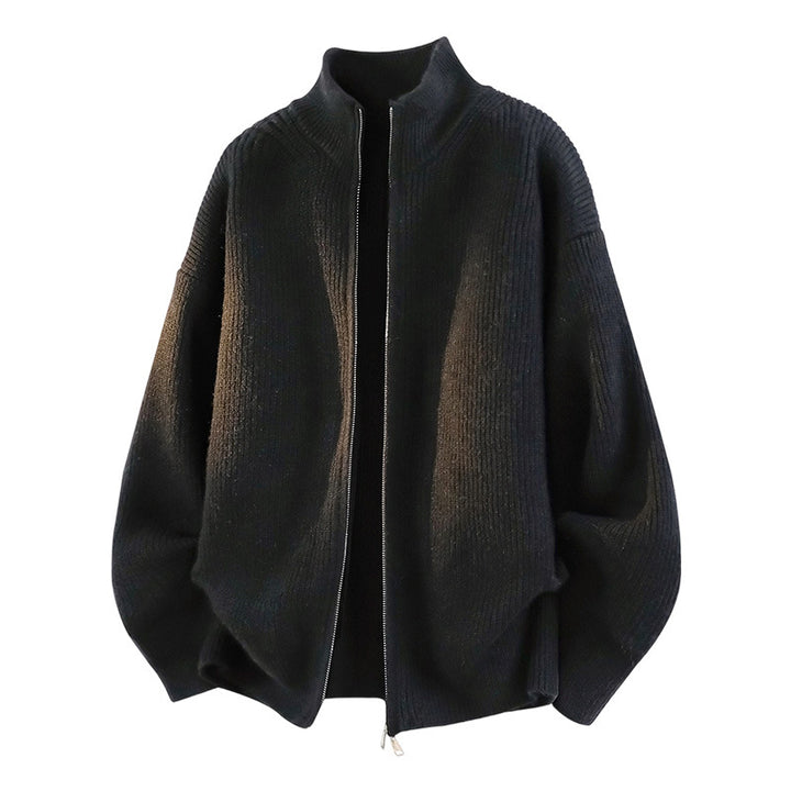 Damen Oversized Strickjacke mit hohem Kragen und Reißverschluss Drune
