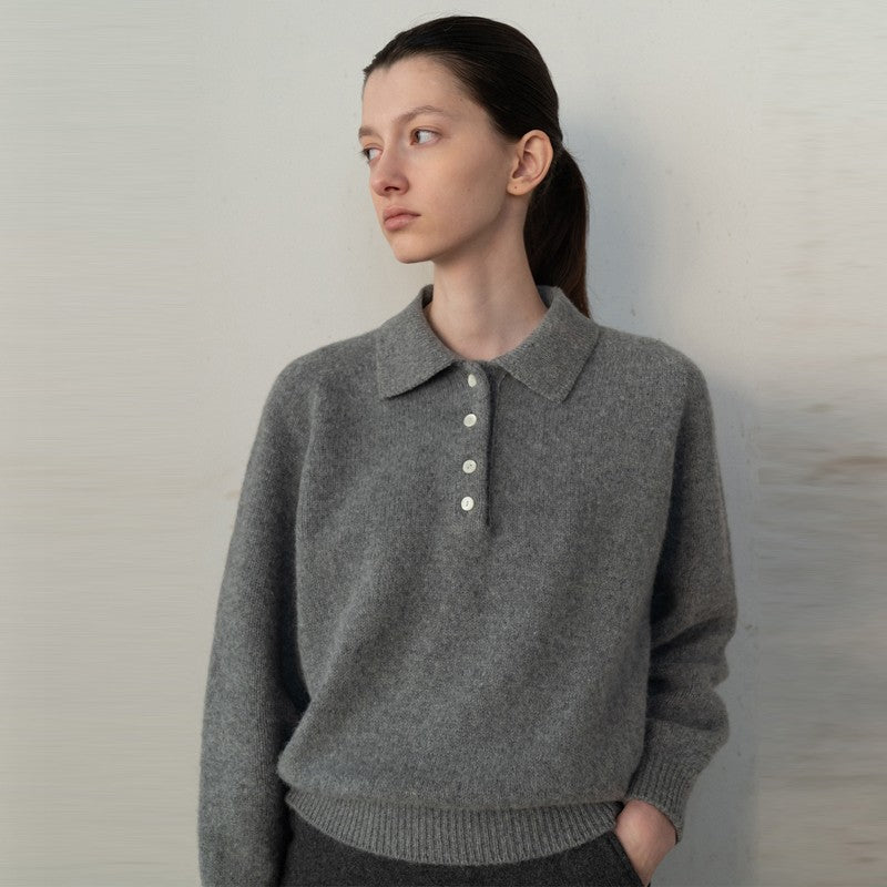Damen Poloshirt aus hochwertigem Kaschmir-Mix mit modernem Schnitt Drune