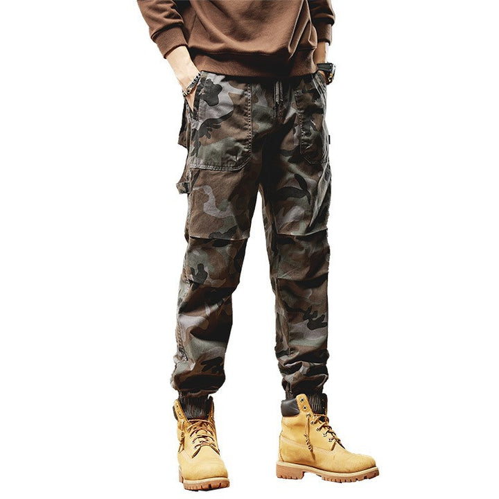 Herren Camouflage-Cargojogger aus robustem Ripstop mit Tunnelzugbund, Kniefalten und elastischen Bündchen Drune