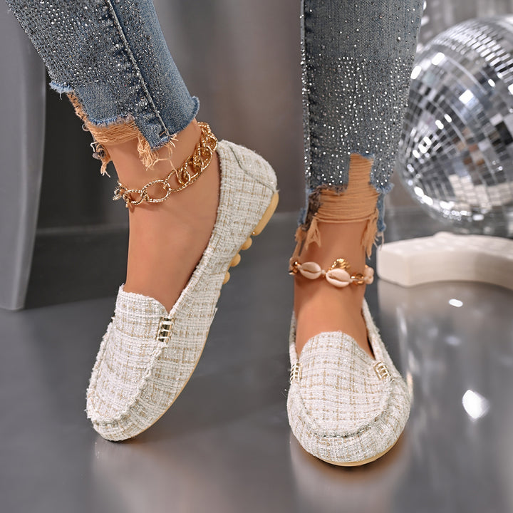 Damen Chic Leopardenmuster Mokassins mit dekorativem Kettendetail Drune