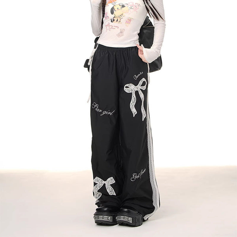Damen Bequeme Freizeithose mit Dekorativen Schleifen Drune