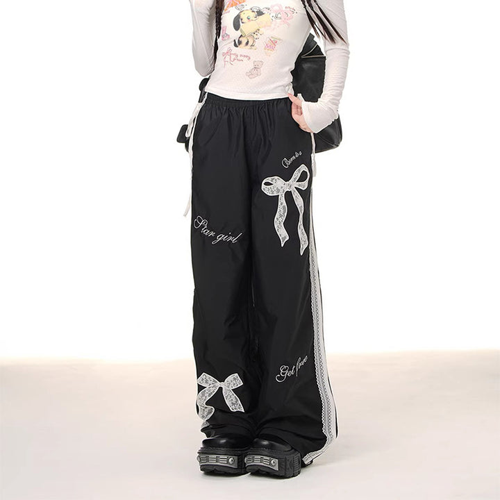 Damen Bequeme Freizeithose mit Dekorativen Schleifen Drune