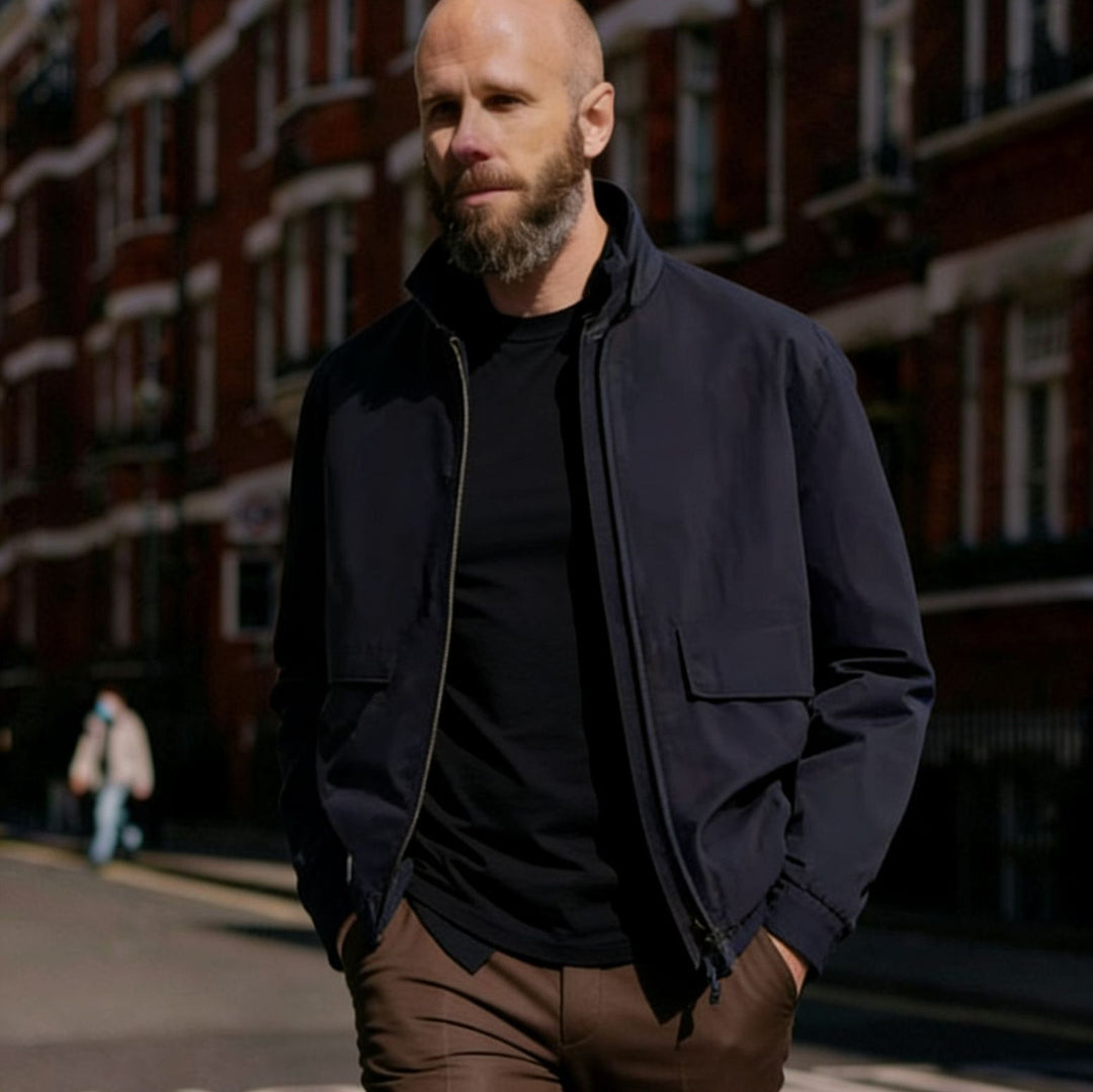 Herren Leichte Utility-Blousonjacke mit Hemdkragen und aufgesetzten Pattentaschen Drune