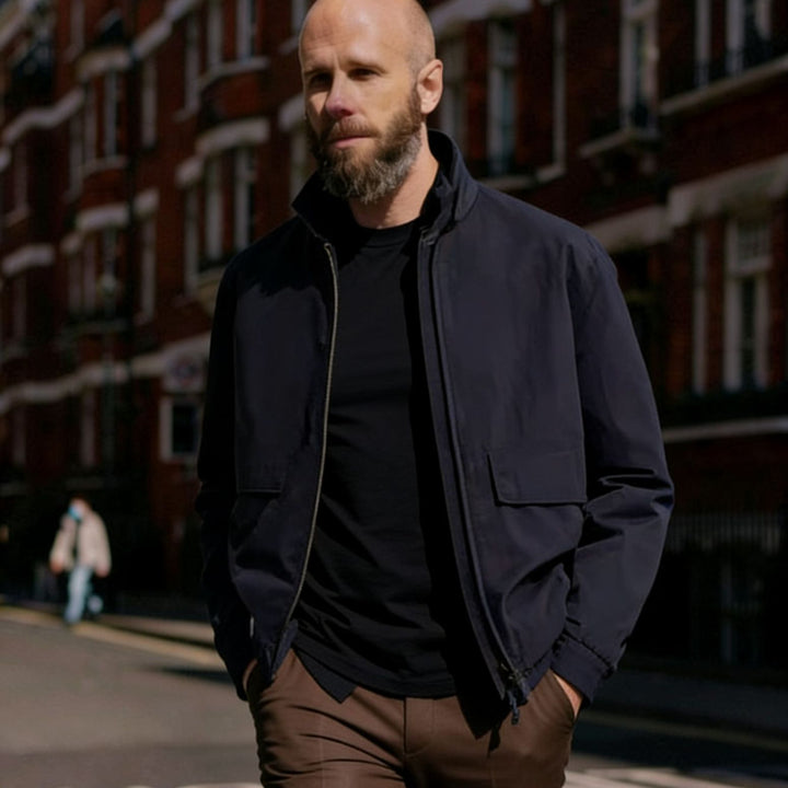 Herren Leichte Utility-Blousonjacke mit Hemdkragen und aufgesetzten Pattentaschen Drune
