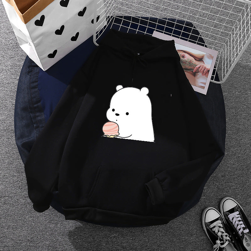 Damen nan oversized Kapuzenpullover im Streetstyle mit weichem Fleece-Innenfutter, Kängurutasche und farbenfrohem Cartoon-Katzen-Planet-Print Drune