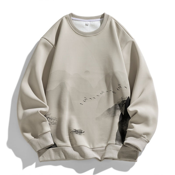 Unisex Oversize‑Sweatshirt mit Pinsel‑Print & geripptem Saum Drune