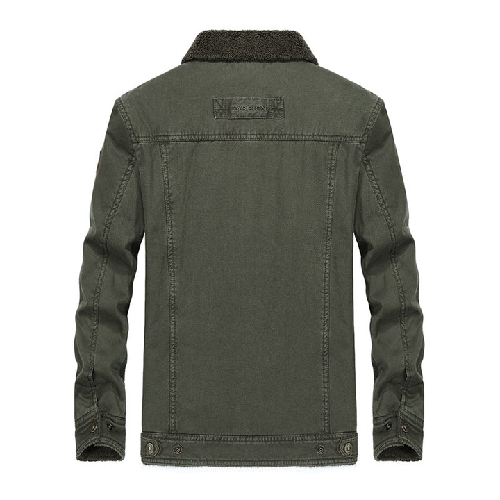 Herren Sherpa-gefütterte Canvas-Truckerjacke mit Thermofutter und Brusttaschen Drune