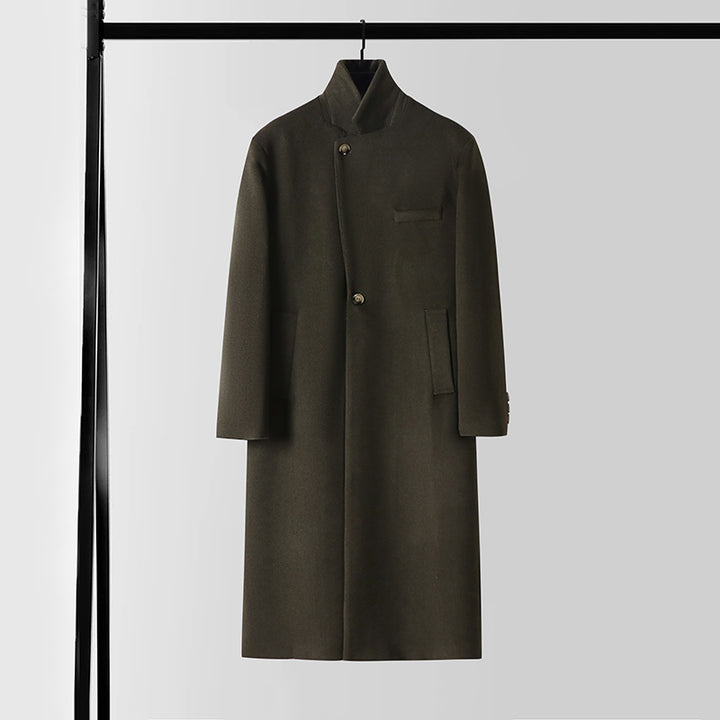 Herren Taillierter Wollmix-Longcoat mit Schalkragen und Ein-Knopf-Verschluss Drune