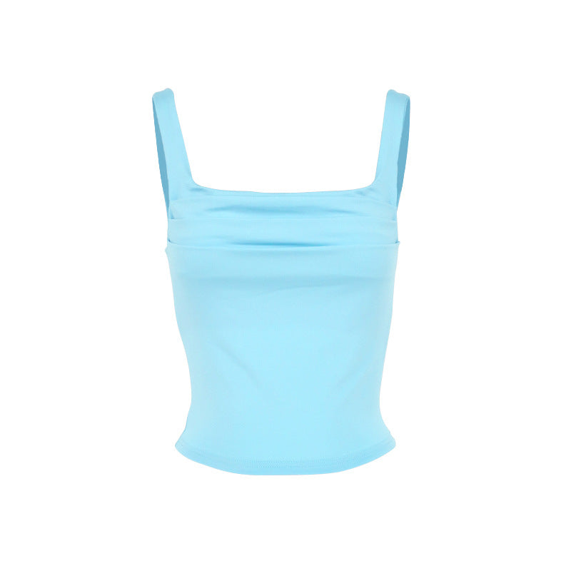 Damen modisches Crop-Top mit Quadrat-Ausschnitt und Raffung Drune