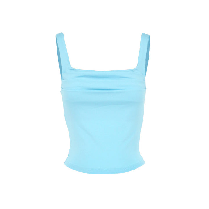 Damen modisches Crop-Top mit Quadrat-Ausschnitt und Raffung Drune