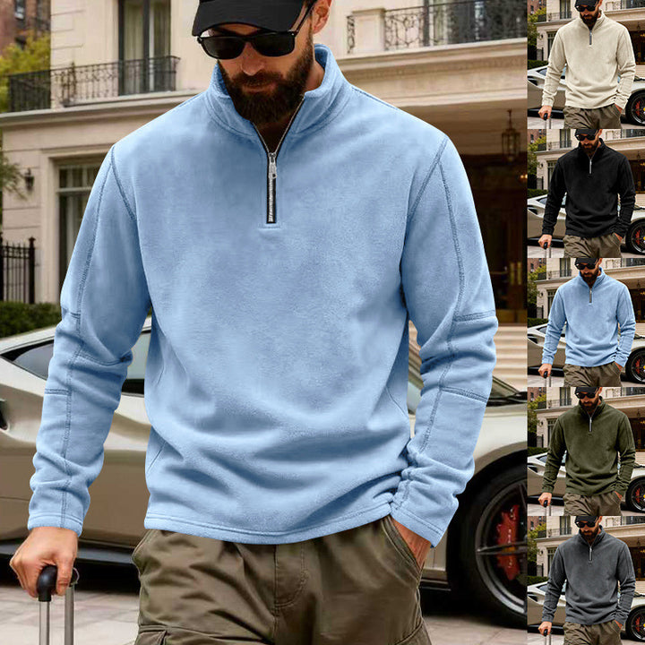 Herren Halbzip-Sweatshirt mit Stehkragen und markanten Nahtdetails Drune