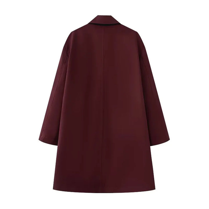 Damen nan minimalistischer A‑Linien Mantel mit verdeckter Knopfleiste Drune