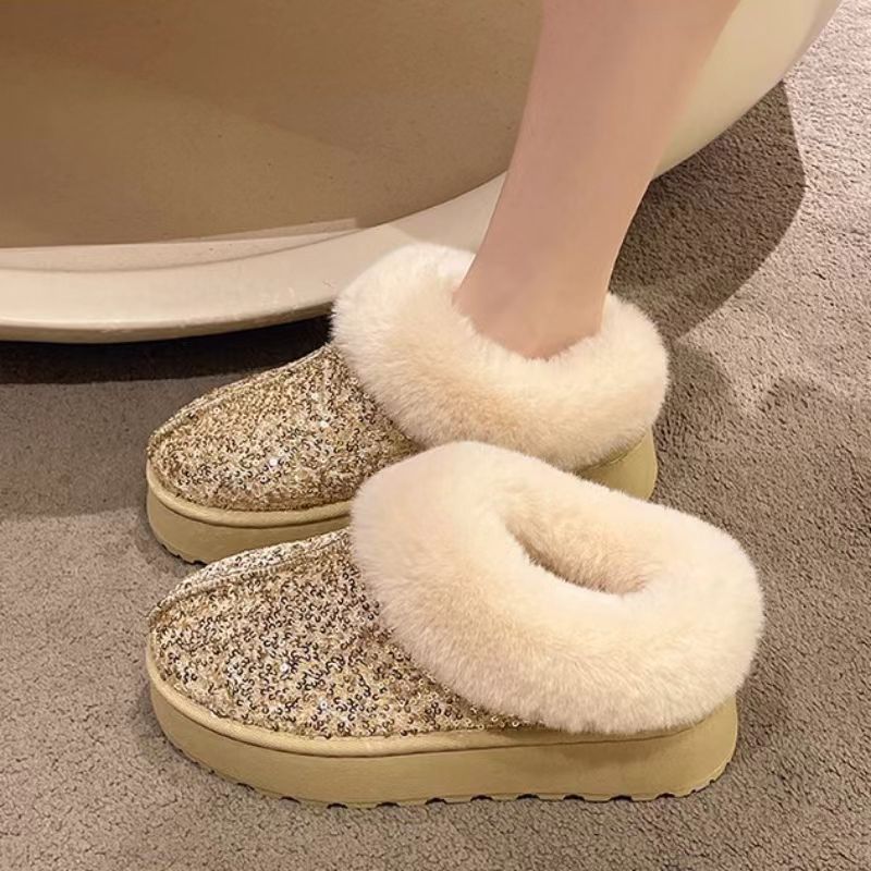 Damen Flauschige Glitzer Hausschuhe Drune