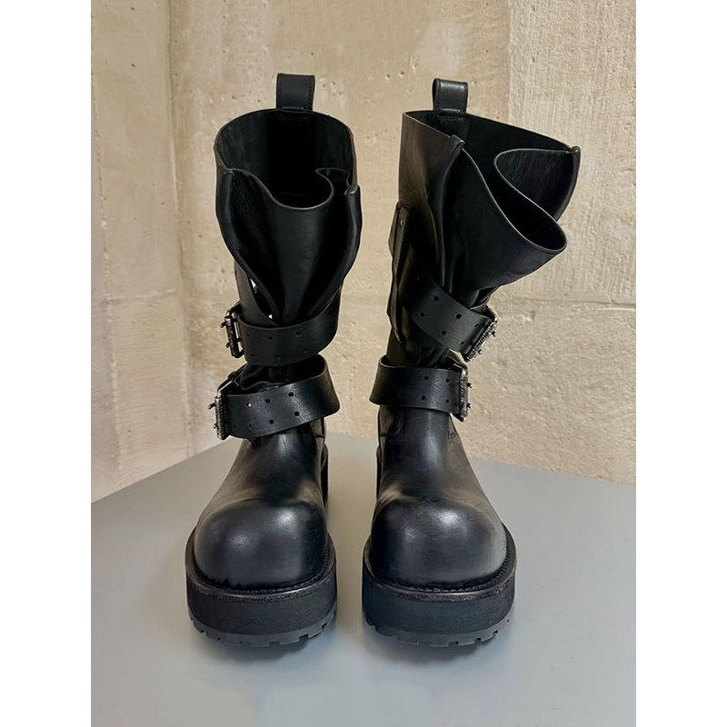 Damen Motocross-Boots mit dreifacher Gurt-Schnallenbefestigung, verstärkter Zehenkappe und robuster Profilsohle Drune