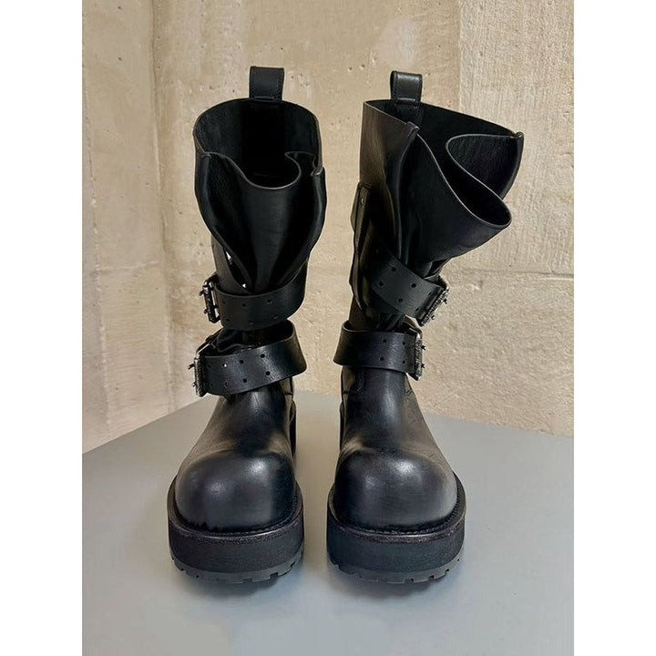 Damen Motocross-Boots mit dreifacher Gurt-Schnallenbefestigung, verstärkter Zehenkappe und robuster Profilsohle Drune