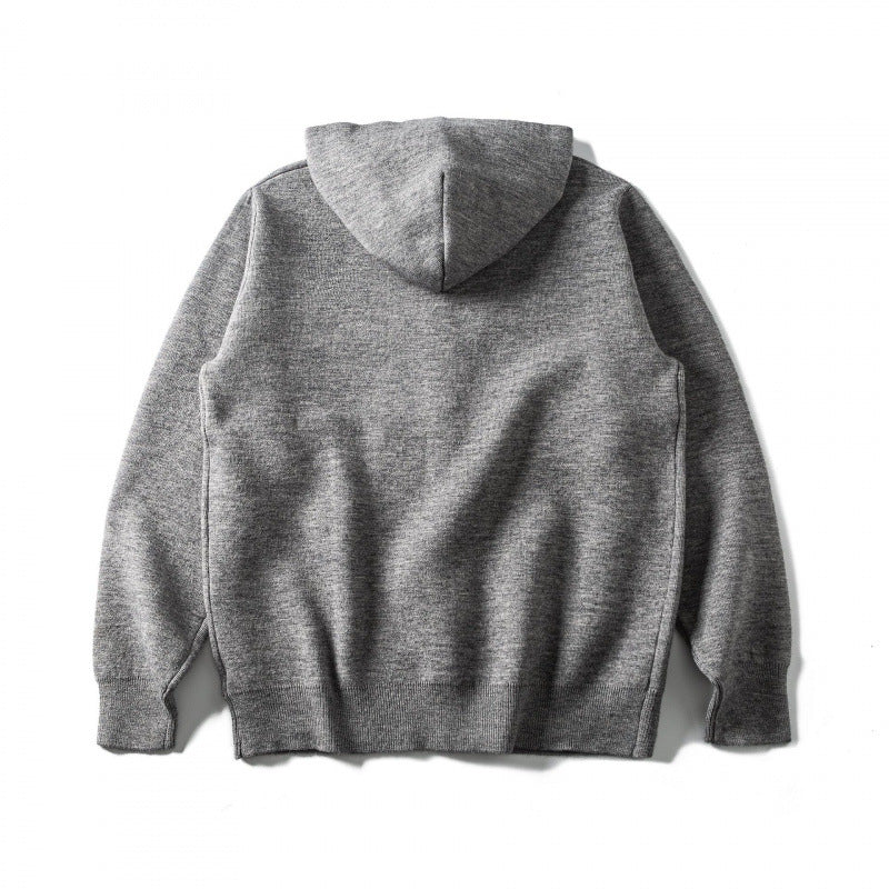 Unisex Kapuzen-Strickcardigan mit durchgehender Knopfleiste und gerippten Abschlüssen Drune