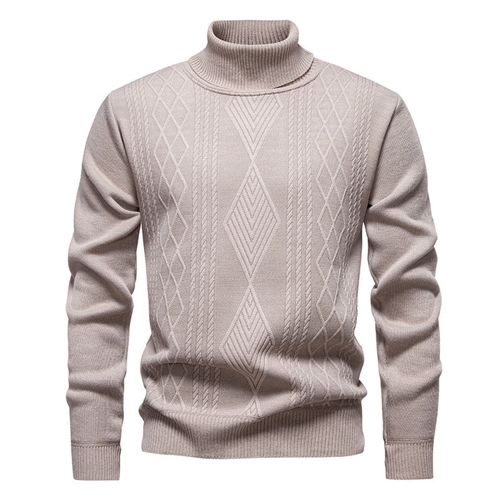 Herren nan Feinstrick-Rollkragenpullover mit strukturierter Zopfmuster-Struktur und körpernahem Schnitt Drune