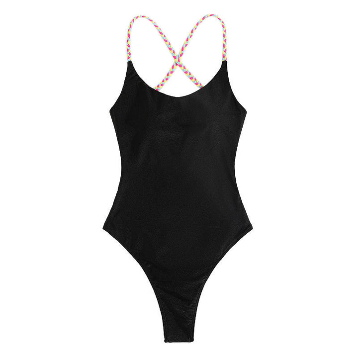 Damen Einteiliger Badeanzug mit eleganten, bunten Trägern Drune