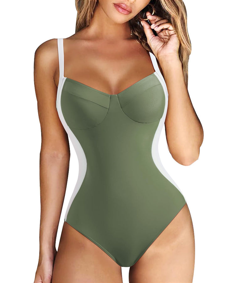 Damen eleganter Badeanzug mit wohltuendem V-Ausschnitt Drune