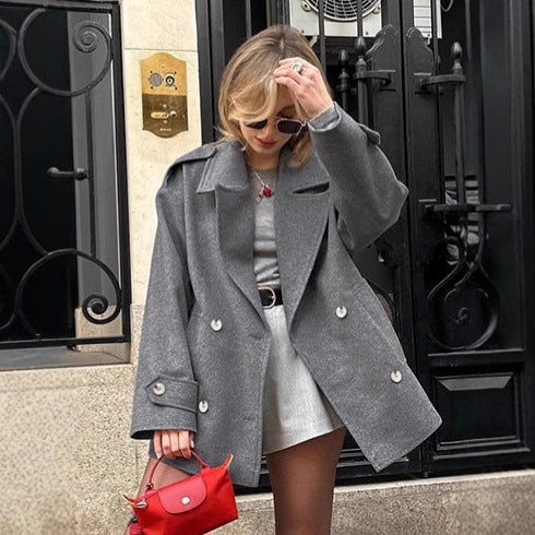 Damen Oversized Wollmantel Drune