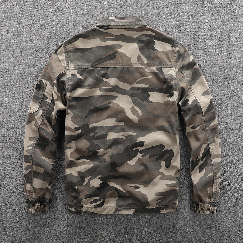 Herren Utility-Blouson im Camouflage-Muster mit Reißverschluss und Armzippertasche Drune